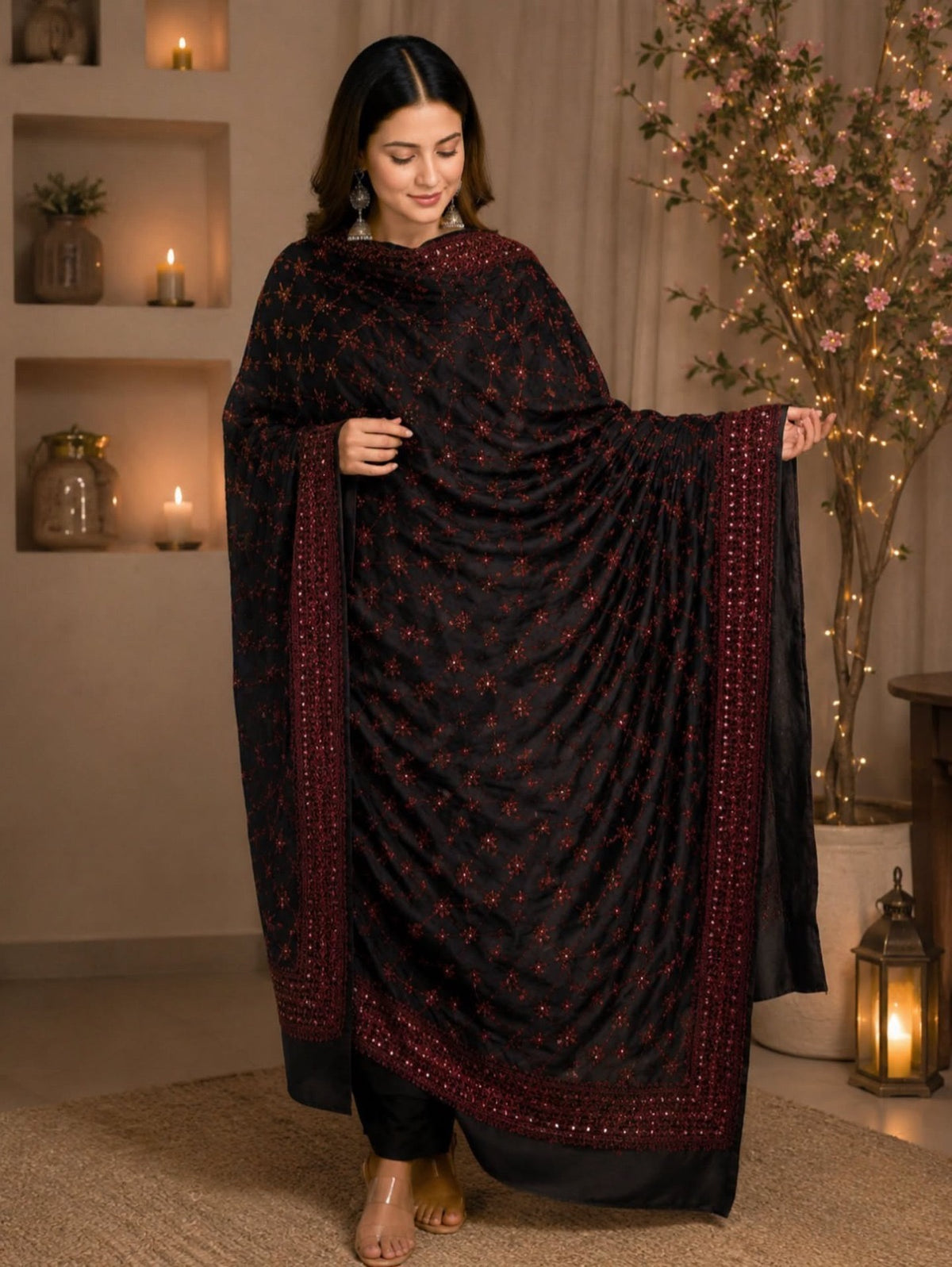 Hand made embroidered shawl